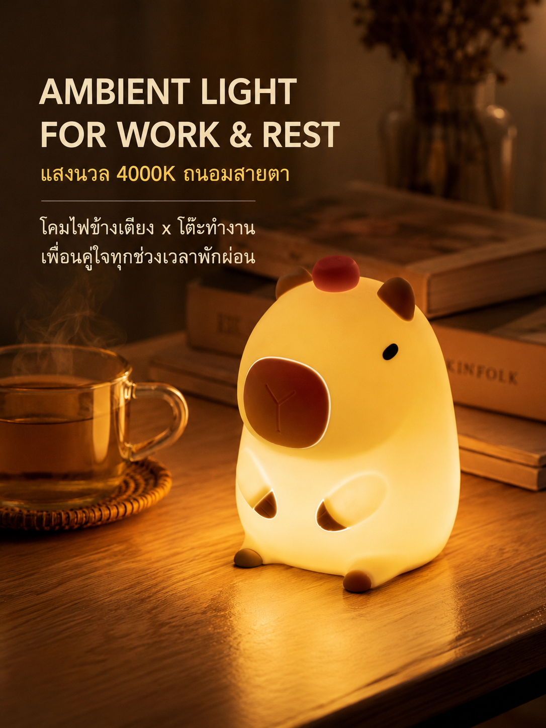 โคมไฟ LED ซิลิโคน แสงอบอุ่น ชาร์จ USB-C